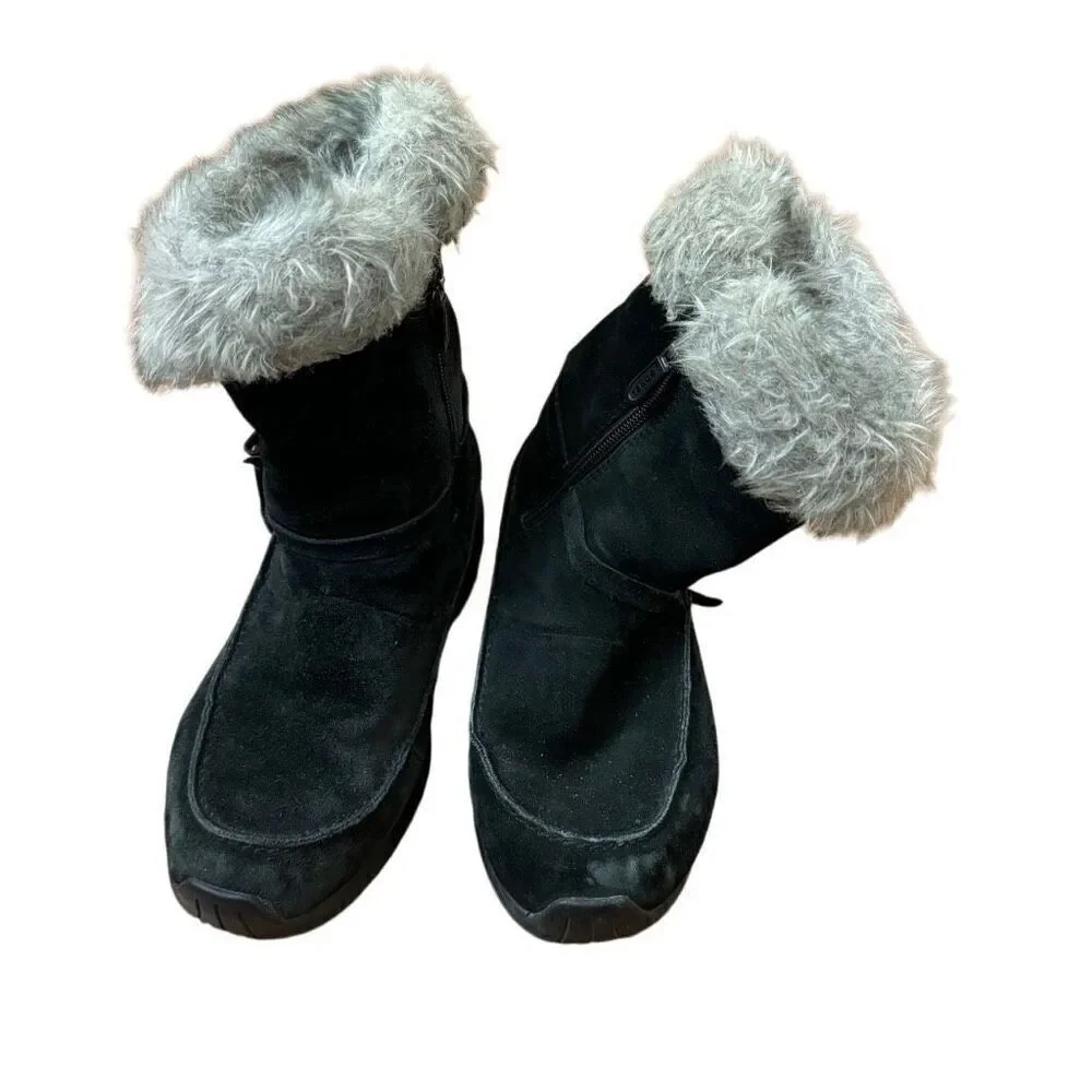 Sorel Northern Lite Tall Black Suede Boots Side Zip Size 6.5 Women’s